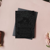 Editable Black on Black Floral Wreath Wedding Begleitkarte
