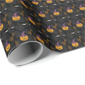 Editable Black Orange Pumbkin Halloween Geschenkpapier (Rolleneckpunkt)