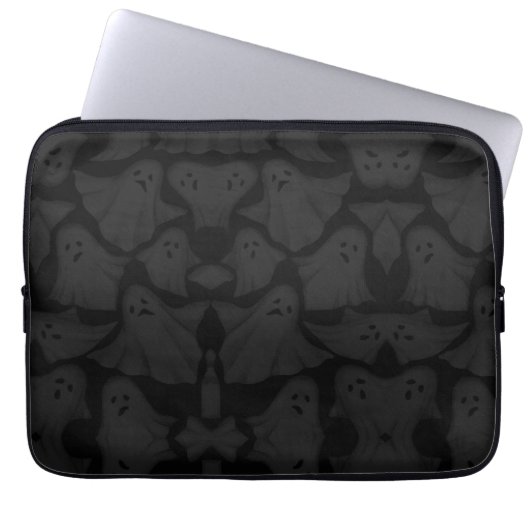 Editable Black Orange Pumbkin Halloween Laptopschutzhülle (Vorderseite)