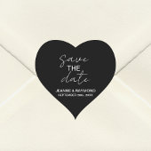 Editable Black Save the Date Wedding Ankündigung Herz-Aufkleber