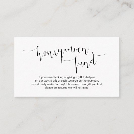 Editable Black Script, Wedding Honeymoon Fund Begleitkarte (Vorderseite)