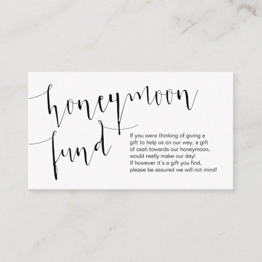 Editable Black Script, Wedding Honeymoon Fund Begleitkarte (Vorderseite)