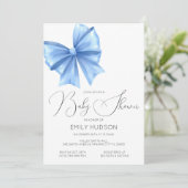 Editable Blue Bow Coquette Einladung (Stehend Vorderseite)