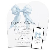 Editable Blue Bow Girl Coquette Babydusche Einladung