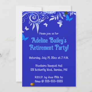 Editable Blue Butterflies and Swirls Einladung