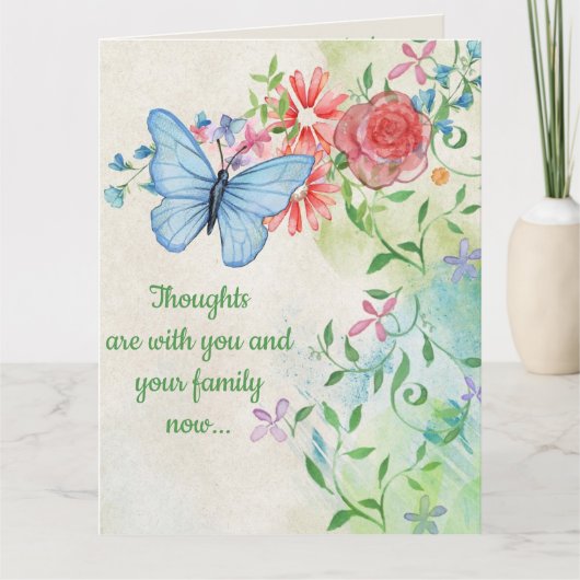 Editable Blue Butterfly und Blume Karte (Vorderseite)