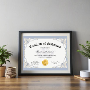 Editable Blue Certificate of Abschluss Award