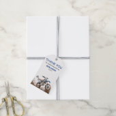 Editable Blue Dirt Bike Kindergeburtstag Geschenkanhänger (Mit Garn)