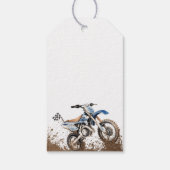 Editable Blue Dirt Bike Kindergeburtstag Geschenkanhänger (Rückseite)