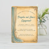 Editable Blue Drain und Blume Einladung (Stehend Vorderseite)