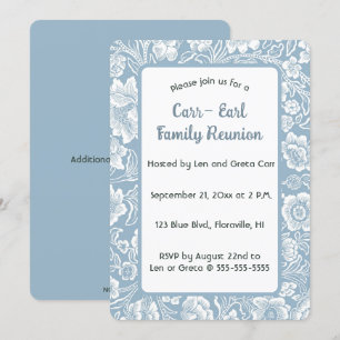 Editable Blue Floral Einladung