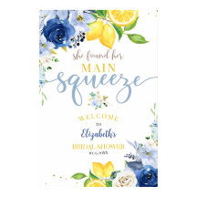 Editable Blue Floral Lemon Brautparty Sie gefunden