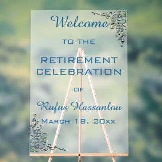 Editable Blue Flowers Celebration Acrylschild