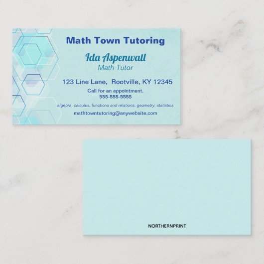 Editable Blue Geometrie Match Tutor Visitenkarte (Vorne/Hinten)