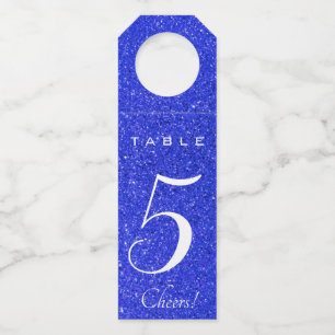 Editable Blue Glitzer Tischnummer Flaschenanhänger