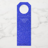 Editable Blue Glitzer Tischnummer Flaschenanhänger (Rückseite)