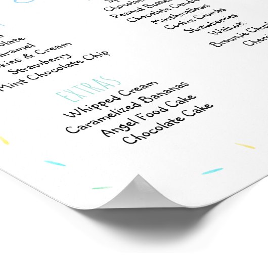 Editable Blue Ice Cream Sundae Poster (Ecke)