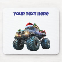 Editable Blue Monster Truck Christmas Mousepad
