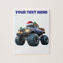 Editable Blue Monster Truck Weihnachtspuzzle