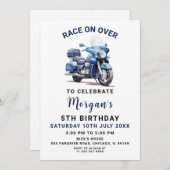 Editable Blue Motorbike Einladung Geburtstag (Vorne/Hinten)
