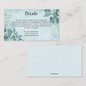 Editable Blue Pastel Blätter Details zur Hochzeit Begleitkarte (Vorne/Hinten)