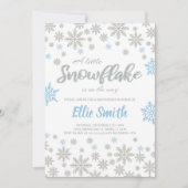 Editable Blue Silver Glitzer Winter Baby Showe Einladung (Vorderseite)