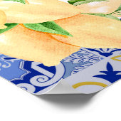 Editable Blue Tiles Lemon Citrus Sign Poster (Ecke)