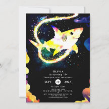 Editable Blue Whimsical Shark Birthday