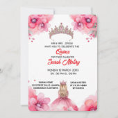 Editable Blush Pink Quinceañera Einladung templat (Vorderseite)