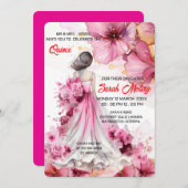 Editable Blush Pink Quinceañera Invitation templat Einladung (Vorne/Hinten)