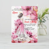 Editable Blush Pink Quinceañera Invitation templat Einladung (Stehend Vorderseite)