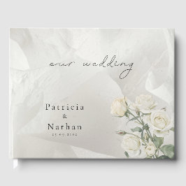 Editable Blush Rose Botanical Wedding Gästebuch