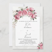 Editable Blush Rose Floral Frame Wedding Einladung (Vorderseite)