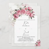 Editable Blush Rose Floral Frame Wedding Einladung (Vorne/Hinten)