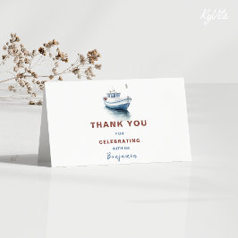 Editable Boat Birthday Dankeschön Karte - Jungs