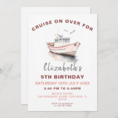 Editable Boat Birthday Einladung - Mädchen (Vorne/Hinten)