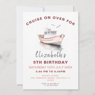 Editable Boat Birthday Einladung - Mädchen