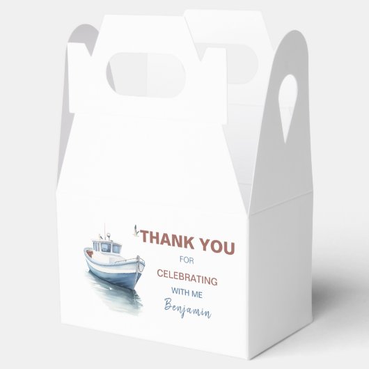 Editable Boat Birthday Gable Box/ Gefallen Box - B Geschenkschachtel (Geöffnet)