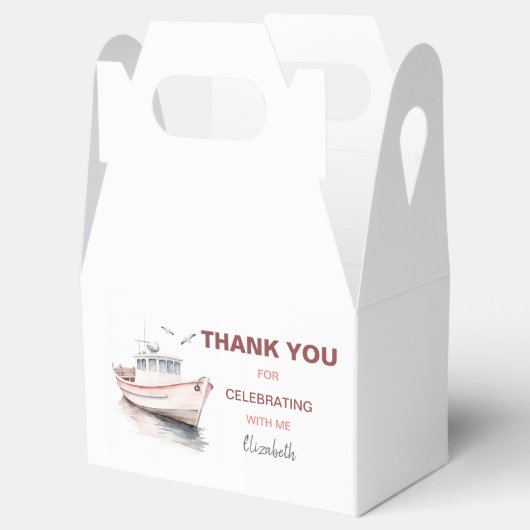 Editable Boat Birthday Gable Box/ Gefallen Box - B Geschenkschachtel (Geöffnet)