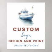 Editable Boat Nautical Custom Birthday Sign - Boy Poster (Vorne)