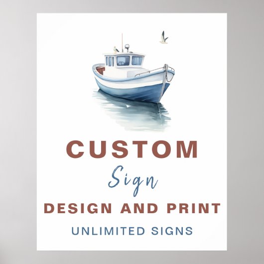 Editable Boat Nautical Custom Birthday Sign - Boy Poster (Vorne)