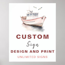 Editable Boat Nautical Custom Birthday Sign - Mädc Poster