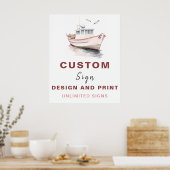 Editable Boat Nautical Custom Birthday Sign - Mädc Poster (Küche)