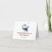 Editable Boat Nautical Faltfood Zelt Card - Junge Karte (Vorderseite)