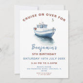 Editable Boat Theme Birthday Einladung - Junge (Vorderseite)
