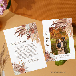 Editable Bohemische Hochzeit Foto Danke Karte