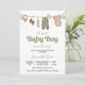 Editable Boho Es ist eine Baby Kleidung Babydusche Einladung (Stehend Vorderseite)