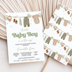 Editable Boho Es ist eine Baby Kleidung Babydusche Einladung