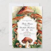 Editable Boho Mushroom Baby Dusche Einladung (Vorderseite)