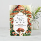 Editable Boho Mushroom Baby Dusche Einladung (Stehend Vorderseite)